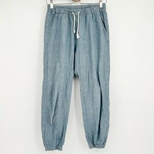 Mollusk Womens Light Blue Linen Cotton Chambray Beachy Coastal Jogger Pants S